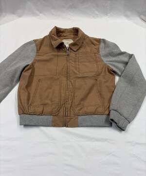 Hei Hei Anthropologie Excursion Collared Bomber Jacket, Tan and Gray M